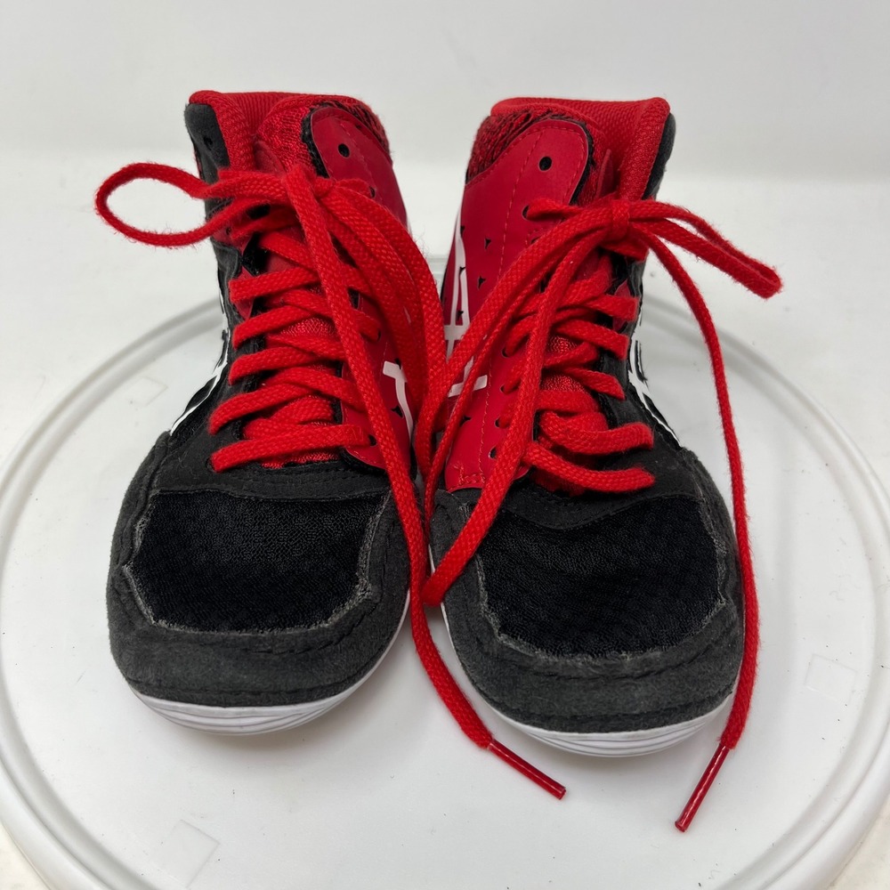 Asics Matflex 6 GS Wrestling Shoes Red Black White Kids Size 12 1084A009
